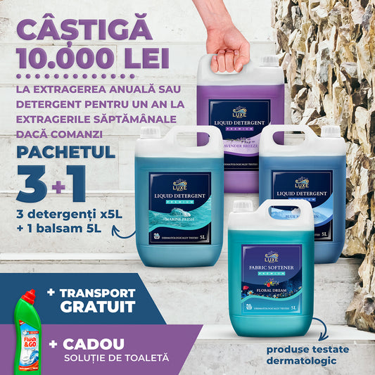 Pachet Complet 3x5L Detergent + 5L Balsam + Solutie Toaleta CADOU!