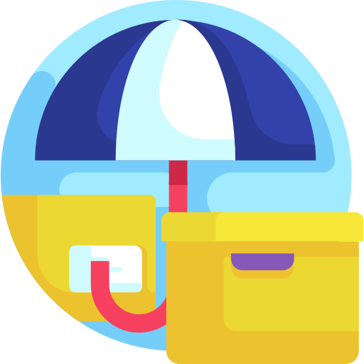 Icon cu umbrelă și cutii, simbolizând protecția coletelor